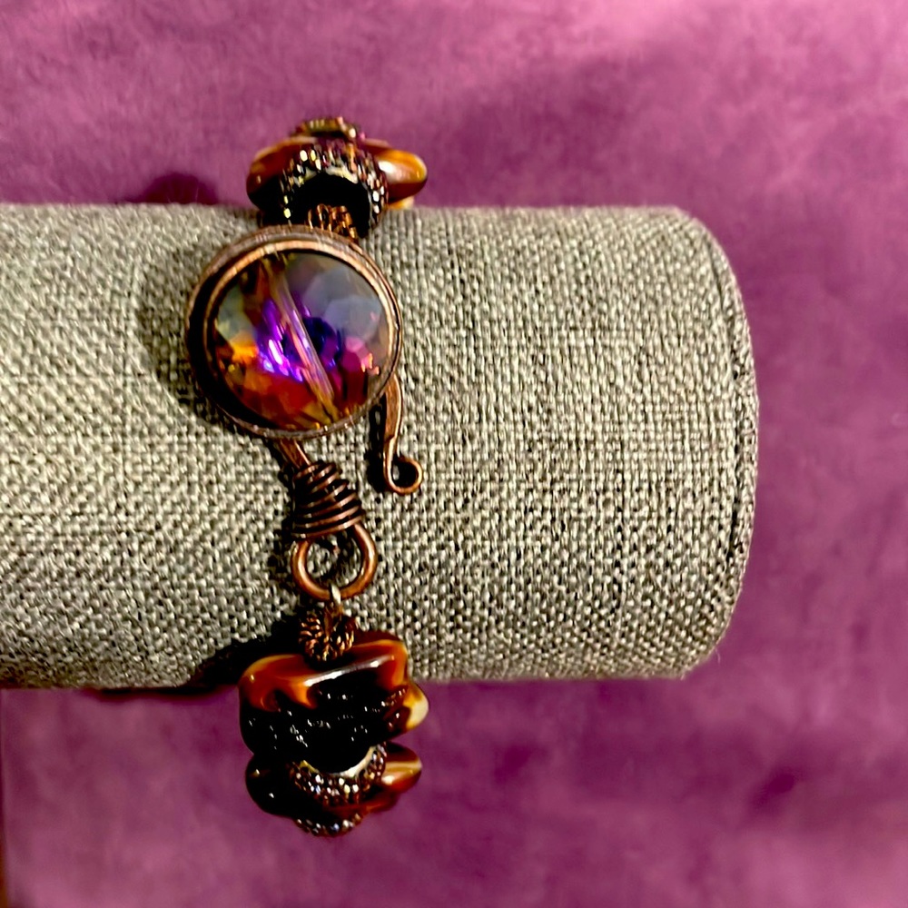 One of a kind Bracelet by Jeanne. New. Antique beads and Crystal bead closure.